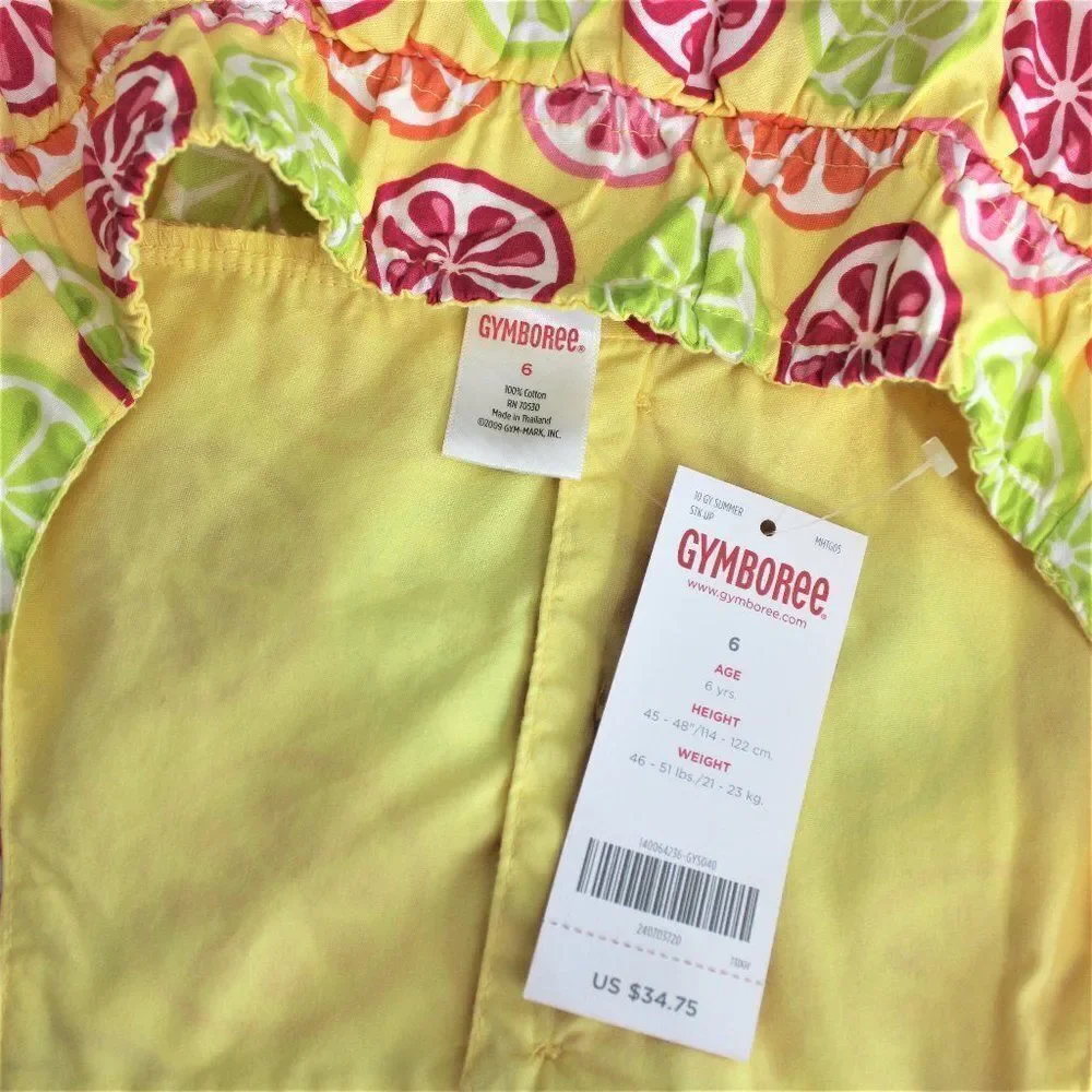 Sweet Summer Slices Girls Sundress-Backless Halter Fruit Theme Bright Colors